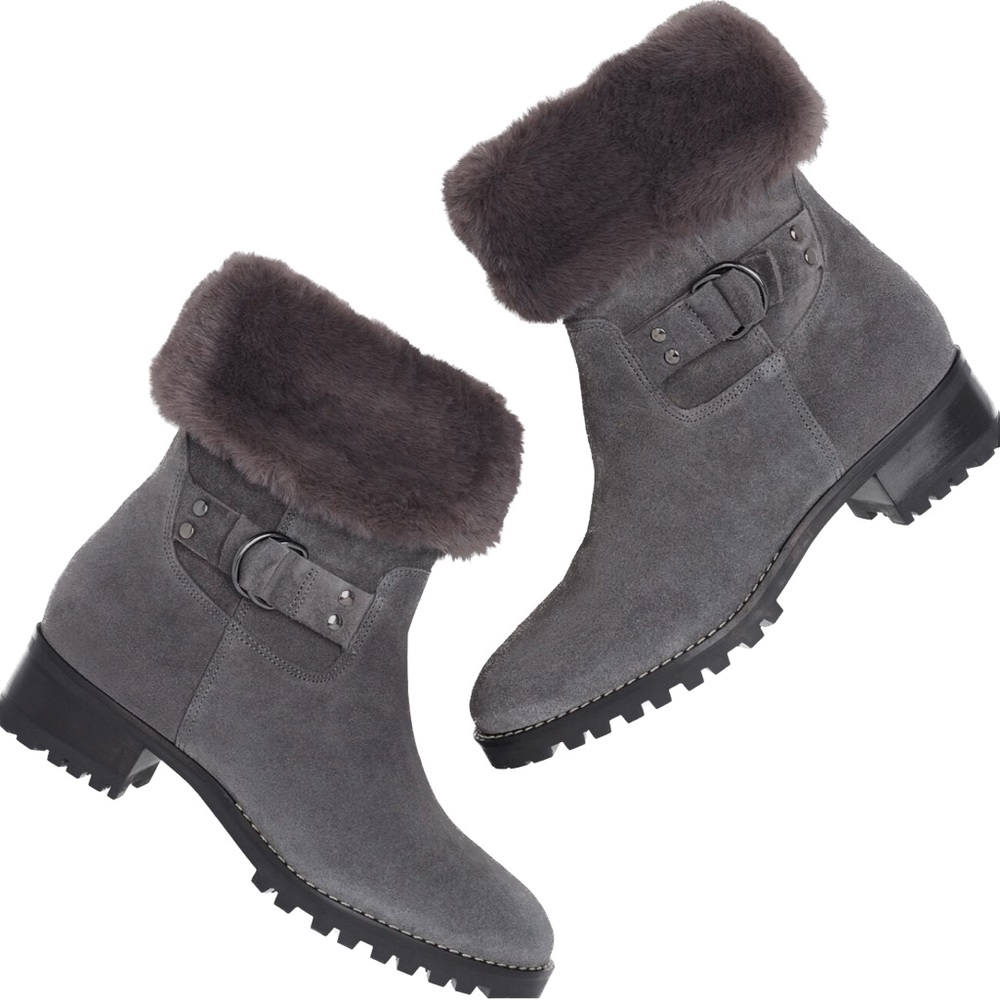 🆕TALBOTS Tish Foldover Grey Suede Leather Boots size 8 NWOT
